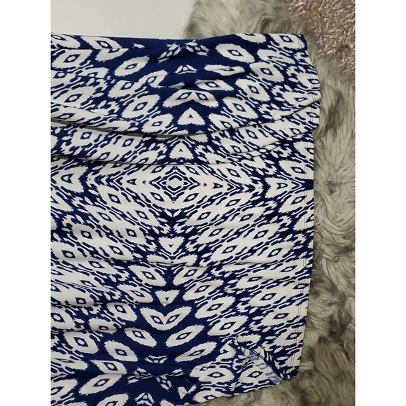 London Style Collection Size 12P Blue White Abstract Print Beachy Maxi Sundress - Picture 6 of 9